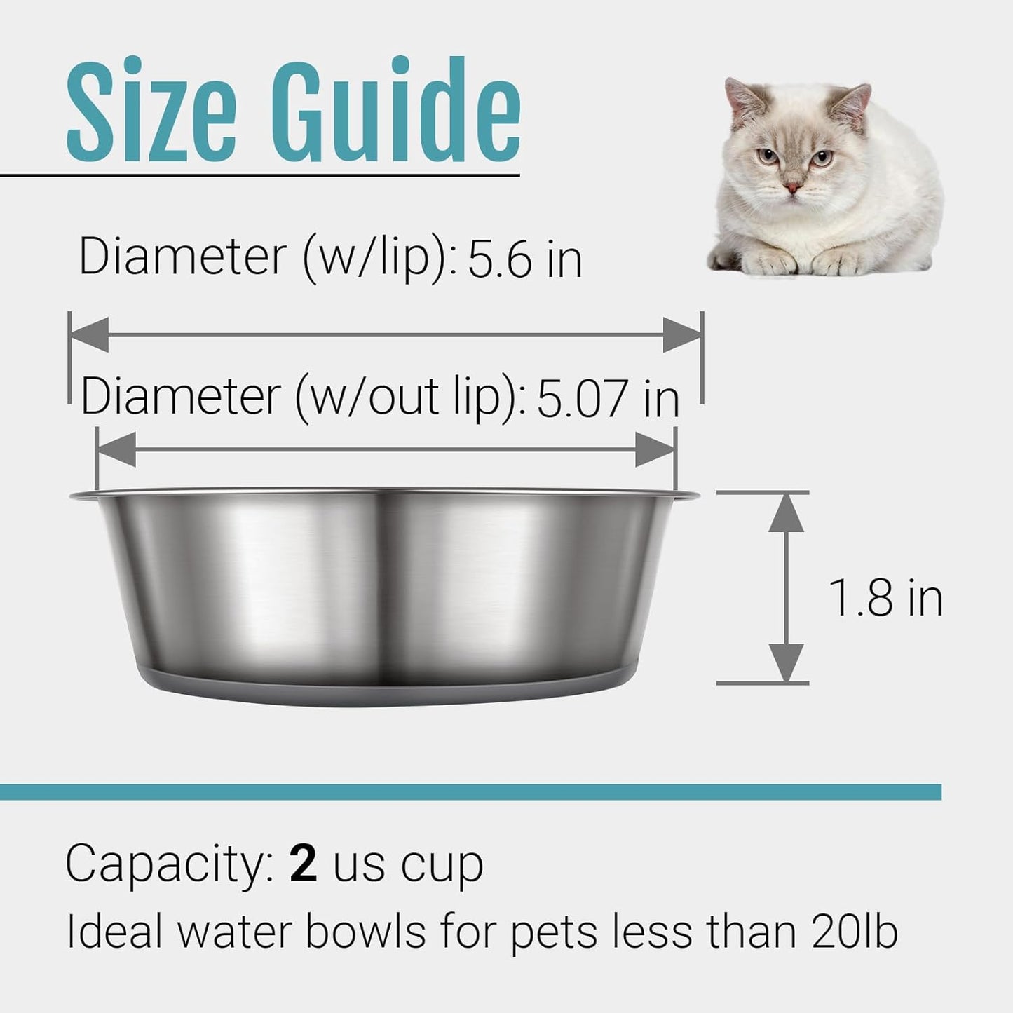 Wide Stainless Steel Pet Bowls